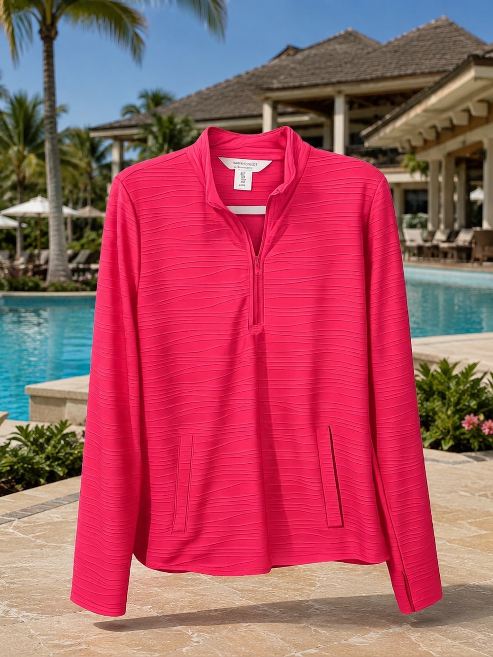 Tommy Bahama Women’s L Pink Magenta 1/4 Zip Pullover Golf Tennis Performance Top